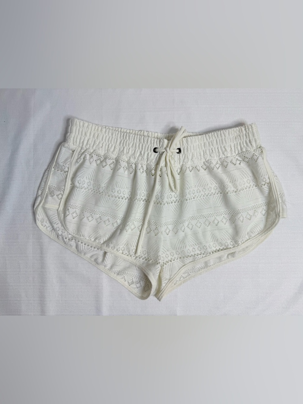 Roxy Womens  Crochet Eyelet Beach Shorts Drawstring Dolphin Hem M
